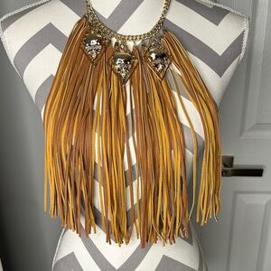 Aldo Gold and Brown Fringe Necklace